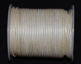 5 mts of 2.0mm metallic white leather cord-high quality leather cord-leather thread-jewelry making leather cord-round leather cord