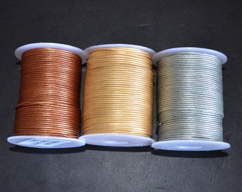 Cordón de cuero metálico, redondo de 1,0 mm, hilo para joyería
