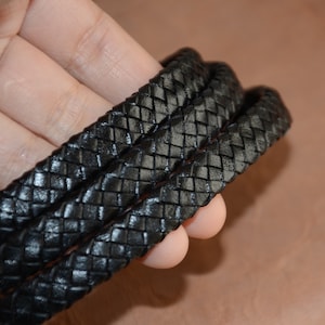10,0 mm*5,0 mm cordino in pelle intrecciata-cordino in pelle intrecciata piatta di alta qualità nero opaco-cordino in pelle per la creazione di gioielli-cordino in pelle marrone