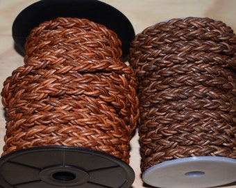 8.0mm diameter 2.0mm*8 brown braided leather cord-high quality leather cord-leather thread-jewelry making leather cord-round leather cord