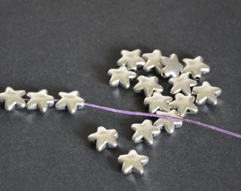 a set of 30g  of 12mm*12mm five-star beads 1.4mm hole Pentagram beads-vintage alloy beads-antique silver tone beads-eather cord bead