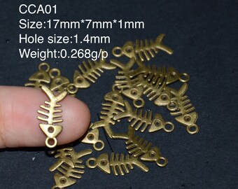 a set of 20g carved bronze fish bone charms-small fish charms-antique bronze fish bone charms-DIY jewellery pendant charms-vintage charms