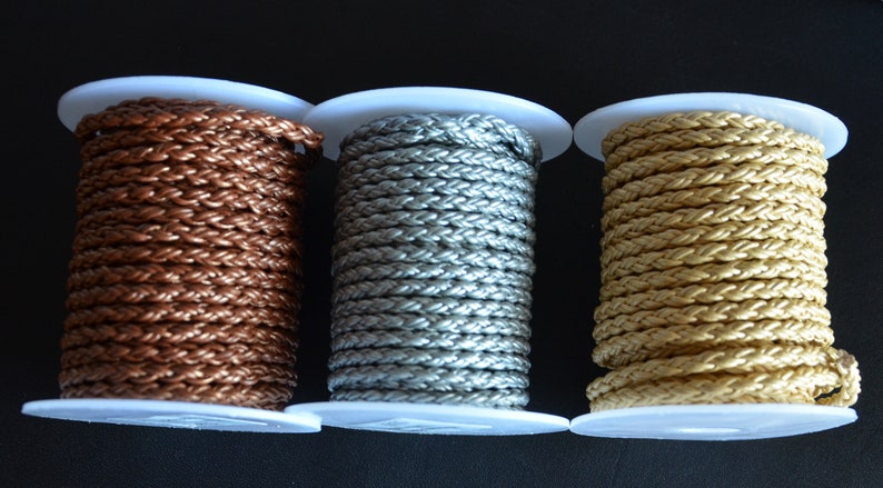 4mm diameter 1.0mm*8 silver gold copper braided leather cord-high quality leather cord-leather thread-jewelry making leather cord