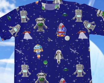 Robots. Camiseta de cuello redondo para niños