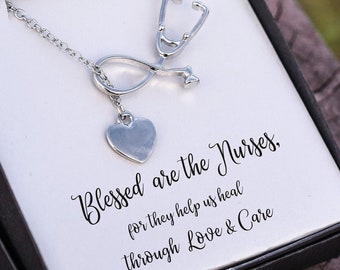 Nurses Gifts - Stethoscope Necklace - Christmas Gift Jewelry - Pinning ceremony Graduation Rn LPN BSN CNA - Christmas gift