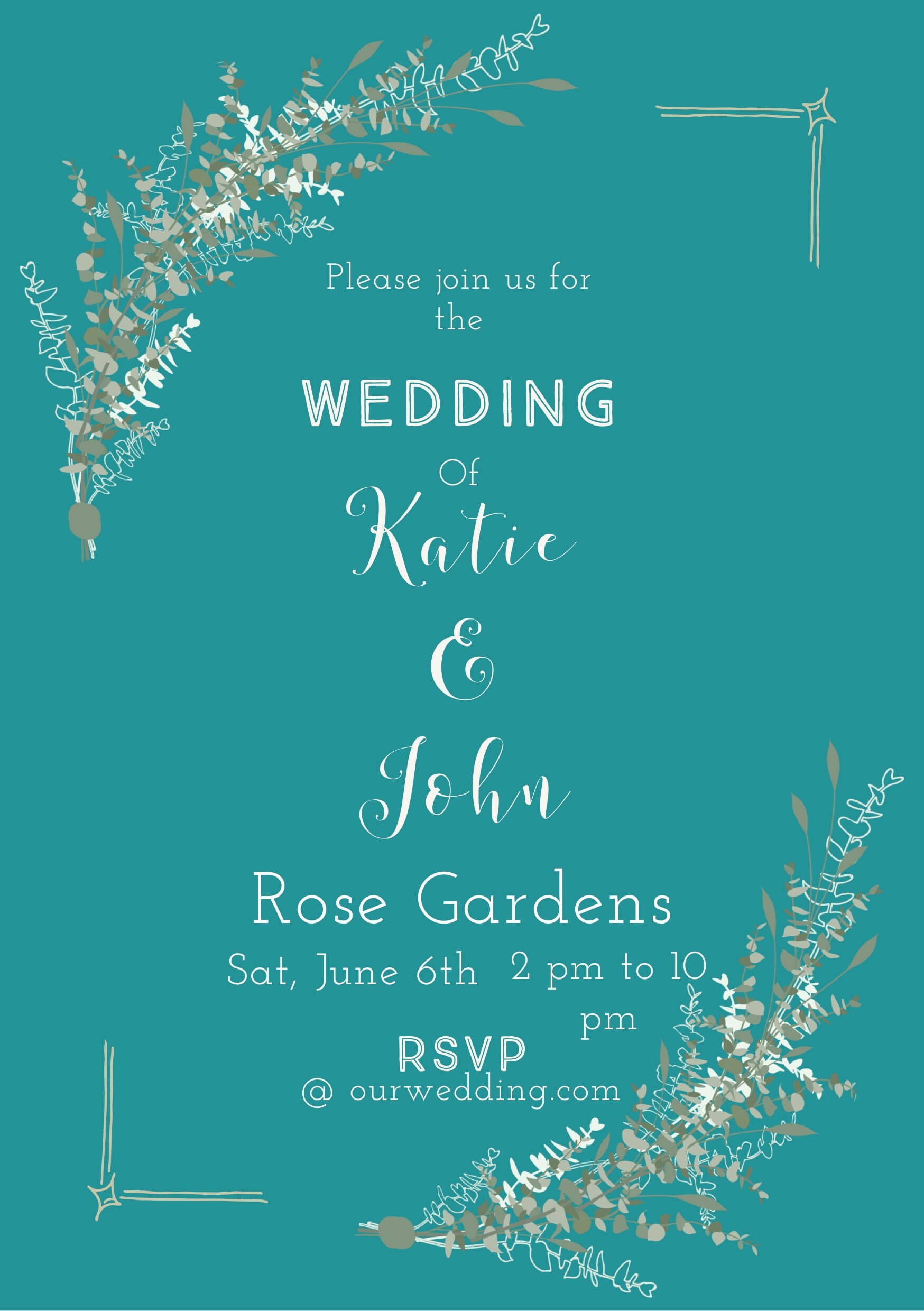 Digital Wedding Invitation Einvite Bride Groom Electronic Wedding