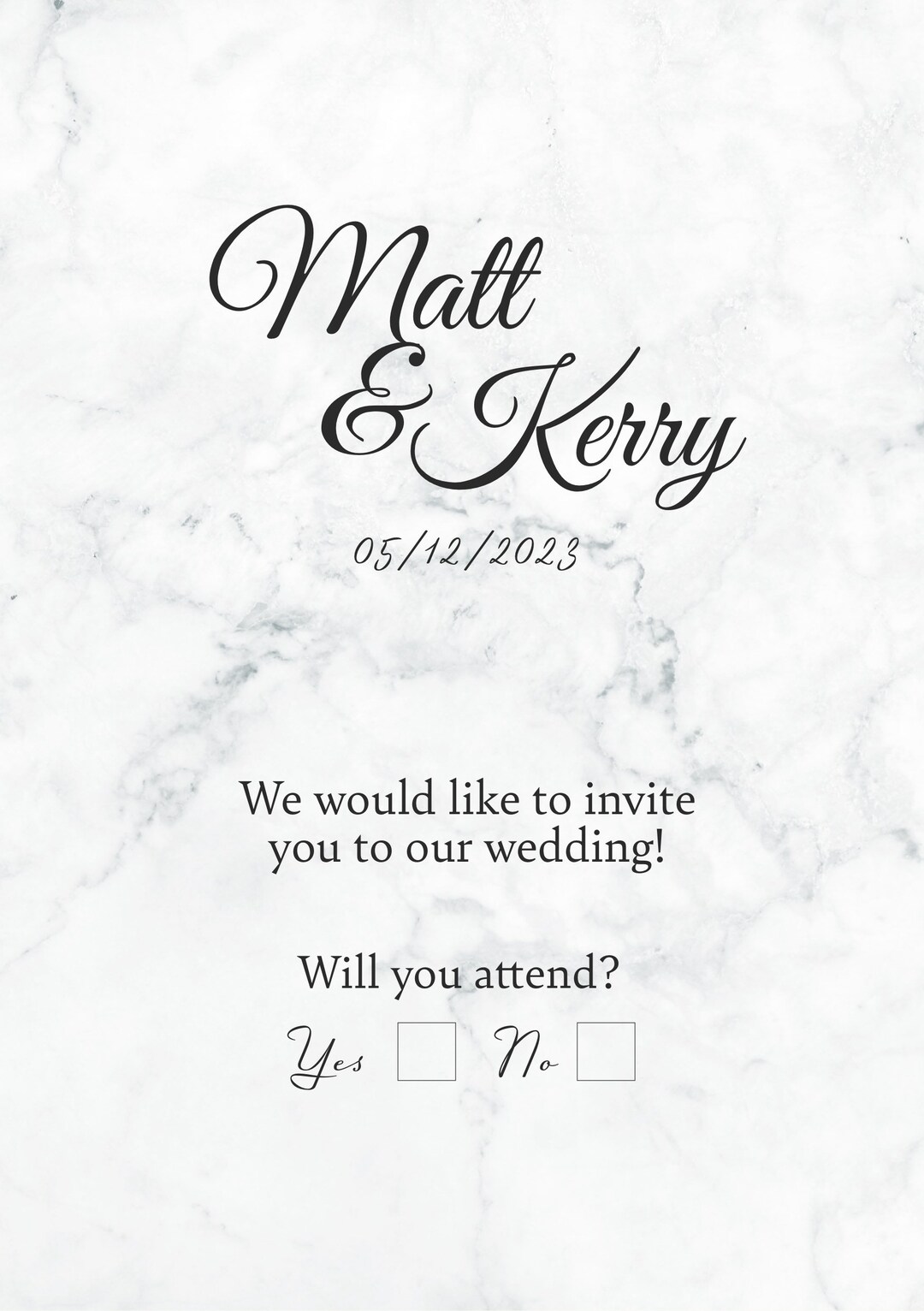 Digital Wedding Invitation EInvite Bride Groom Electronic Wedding