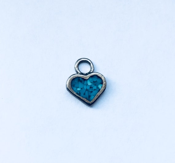 Turquoise And Silver Heart Charm Bracelet