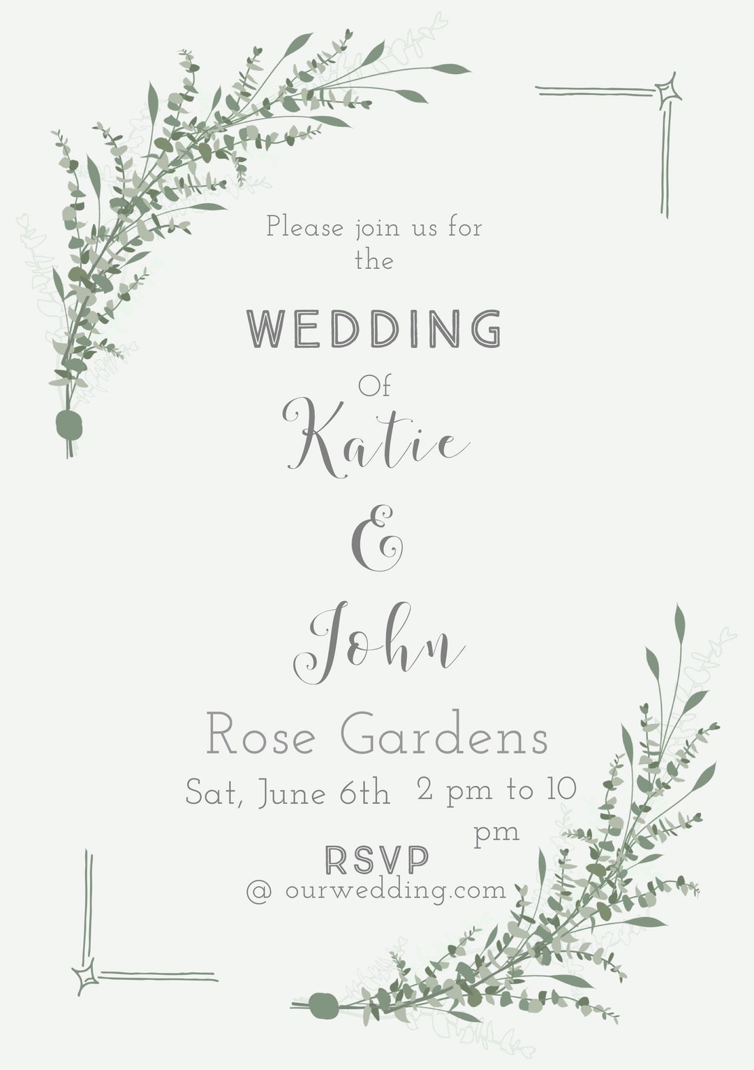 Digital Wedding Invitation Einvite Bride Groom Electronic Wedding