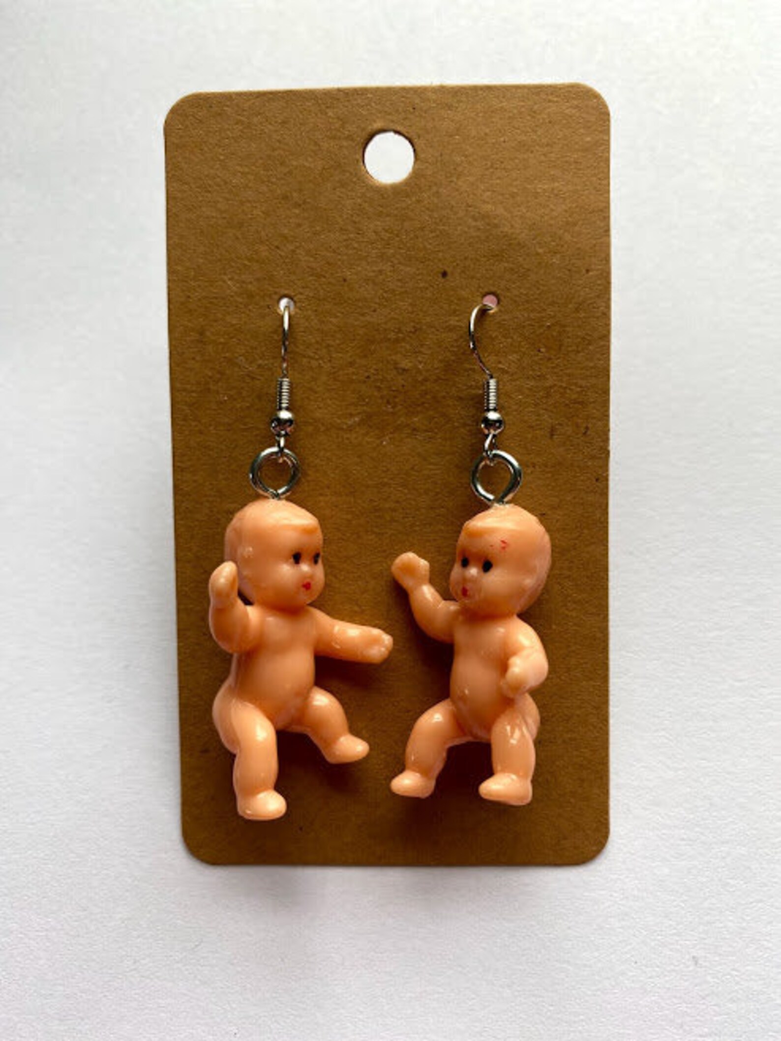Baby doll EARRINGS brown white skin dolly plastic Etsy