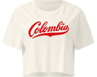 Top corto con estampado de Colombia, camiseta estilo streetwear vintage Y2K, 100% algodón.