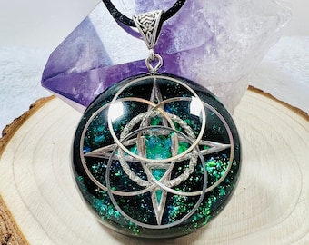 Guiding Star Shungite Orgonite Pendant - Orgone Generator - Authentic Orgonite - 5G - EMF Protection Necklace - Shungite - Starseed - Galaxy