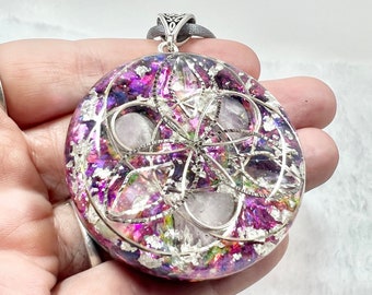 Morganite Selenite Orgonite Pendant  - Orgone Generator - Gold ORMUS - Authentic Orgonite - 5G - EMF Protection - Shungite - Boho - Starseed