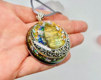 Orgonite Pendant Labradorite 5G Protection Necklace