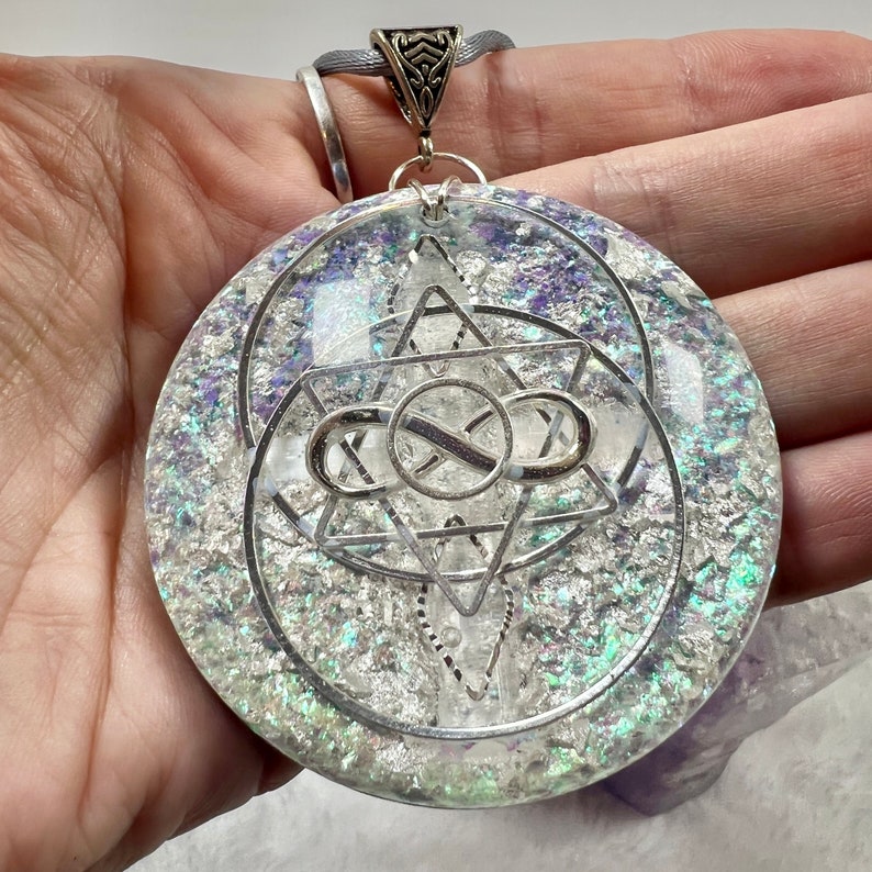 Pure Light Geometry Orgonite Pendant Orgone Generator ORMUS Authentic Orgonite 5G EMF Protection Shungite starseed boho image 1