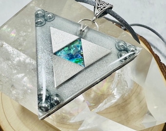 Triforce Orgonite Pendant - Focus - Rainbow Moonstone Shungite/Copper Authentic Orgonite - 5G - EMF Protection - Starseed - Legend of Zelda