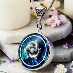 Dolphin Pearl Ocean Powerful Orgonite Pendant, Crystal Healing, Energy Pendant, Spiritual Protection, Chakra Healing EMF Protection Necklace