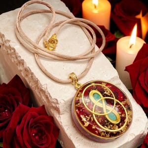 Vesica Piscis Infinity Rose Orgonite Pendant | Divine Feminine Masculine Balance | EMF Protection | Turquoise | Sacred Geometry Energy Tool