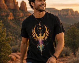 Phoenix Rising Shirt | Sacred Geometry T-Shirt | Spiritual Gift | Rebirth Graphic Tee | Unisex Comfort Colors | Inspirational Tee | Sedona