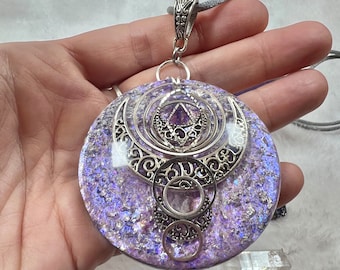 Violet Flame Chalice Orgonite Pendant - Orgone Generator - ORMUS - Authentic Orgonite - 5G EMF Protection - Shungite - Starseed - Crescent