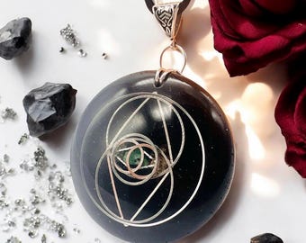 Orgonite Pendant for Men | Guardian of the Grail Rose | Mary Magdalene Divine Union | Christ | Sacred Masculine Energy Tool | EMF Protection