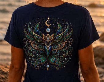 Ocean Soul Mermaid Shirt | Sacred Geometry T-Shirt | Divine Feminine Tee | Mystical Boho Ocean Shirt | Mystic Mandala tee | V-Neck Shirt