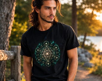 Metatron's Cube T-Shirt | 64 Tetrahedron | Sacred Geometry Shirt | Spiritual Meditation Tee | Unisex Yoga Gift
