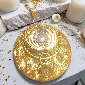 Violet Flame Golden Chalice Powerful Orgonite Pendant, Crystal Healing, Energy Pendant, Spiritual Protection, EMF Protection Necklace