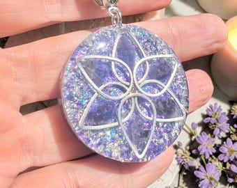 Iolietbloemorgoniethanger | Paranormale activering | Ketting derde oog | Spiritueel ontwaken | Energie-uitlijning | EMV-beschermingsketting