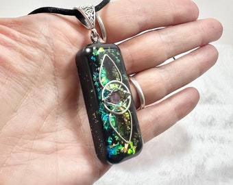 Eternal Love Orgonite Pendant  - Orgone Generator - Gold ORMUS -  Authentic Orgonite -  5G - EMF Protection - Bar Necklace - Shungite - Boho