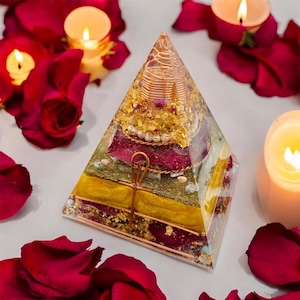 Mary Magdalene Orgonite Pyramid | Divine Feminine Energy Generator | Rose Mysteries | Rubies | Sacred Altar Piece | Priestess