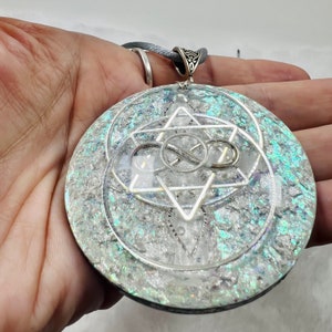 Pure Light Geometry Orgonite Pendant Orgone Generator ORMUS Authentic Orgonite 5G EMF Protection Shungite starseed boho image 5