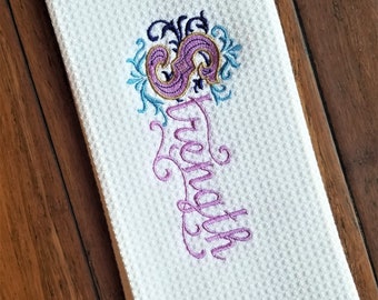 Find "Strength" Embroidered Kitchen Towel