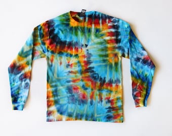 UNISEX / Mens Tie Dyed Shirt - Iced Dyed, Long Sleeve Shirt, Long Sleeve Tie Dye, MEDIUM