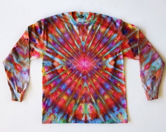 UNISEX / Mens Tie Dyed Shirt -  Iced Dyed, Long Sleeve Shirt, Long Sleeve Tie Dye - LARGE