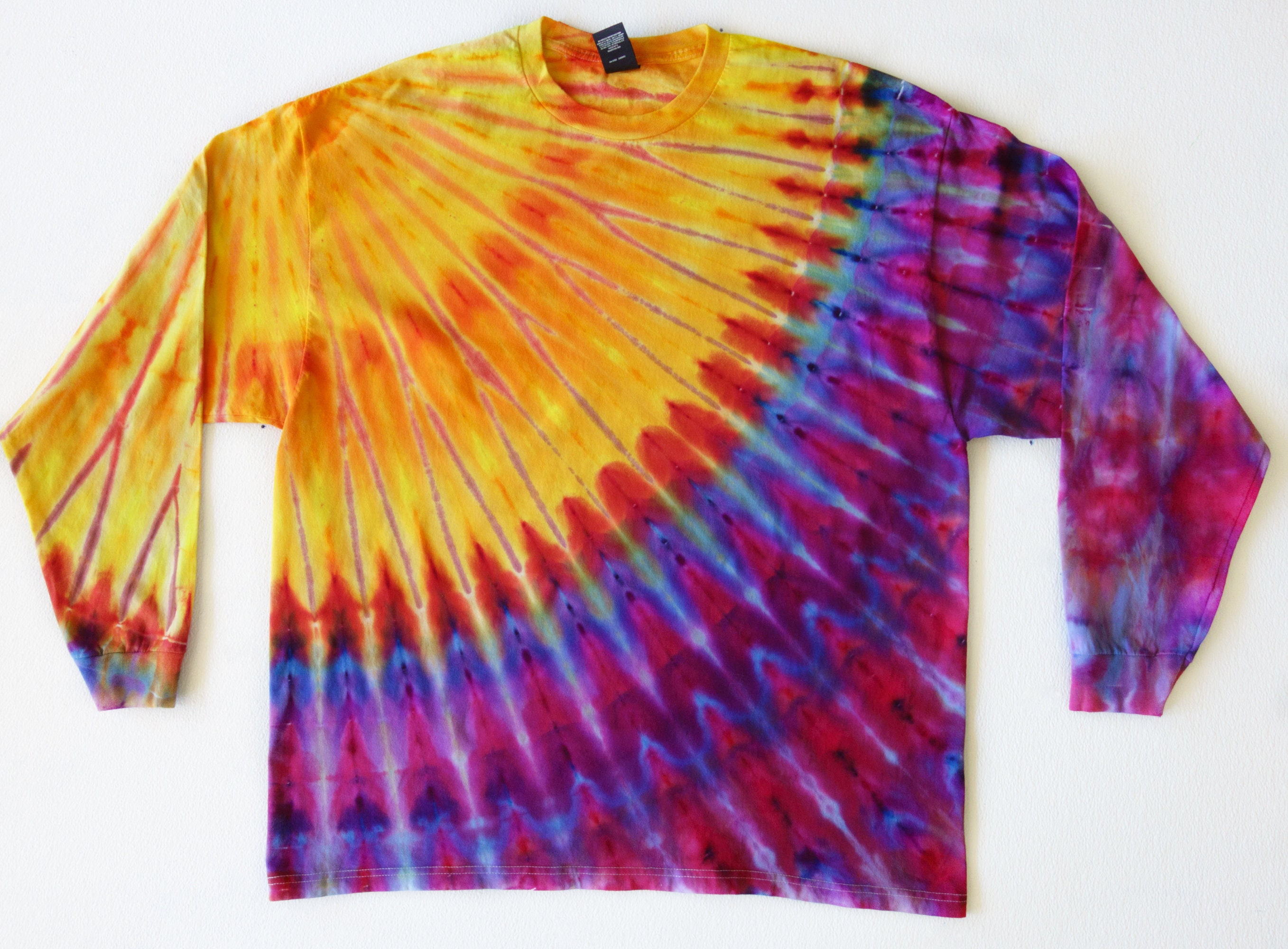 UNISEX / Mens Tie Dyed Shirt - Iced Dyed, Long Sleeve Shirt, Long Sleeve Tie Dye, Spiral- 2XLARGE