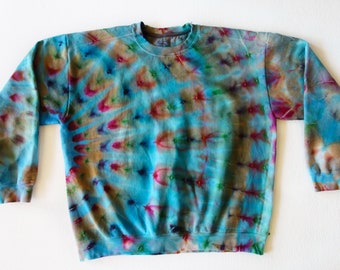 UNISEX / Mens Tie Dyed Sweatshirt- Heavy Weight,  Iced Dyed,  Long Sleeve Tie Dye, XLARGE