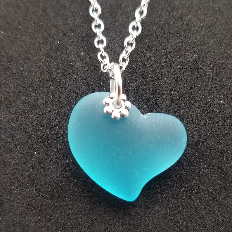 Heart of the Sea Turquoise Bay Blue sea glass necklace hand made