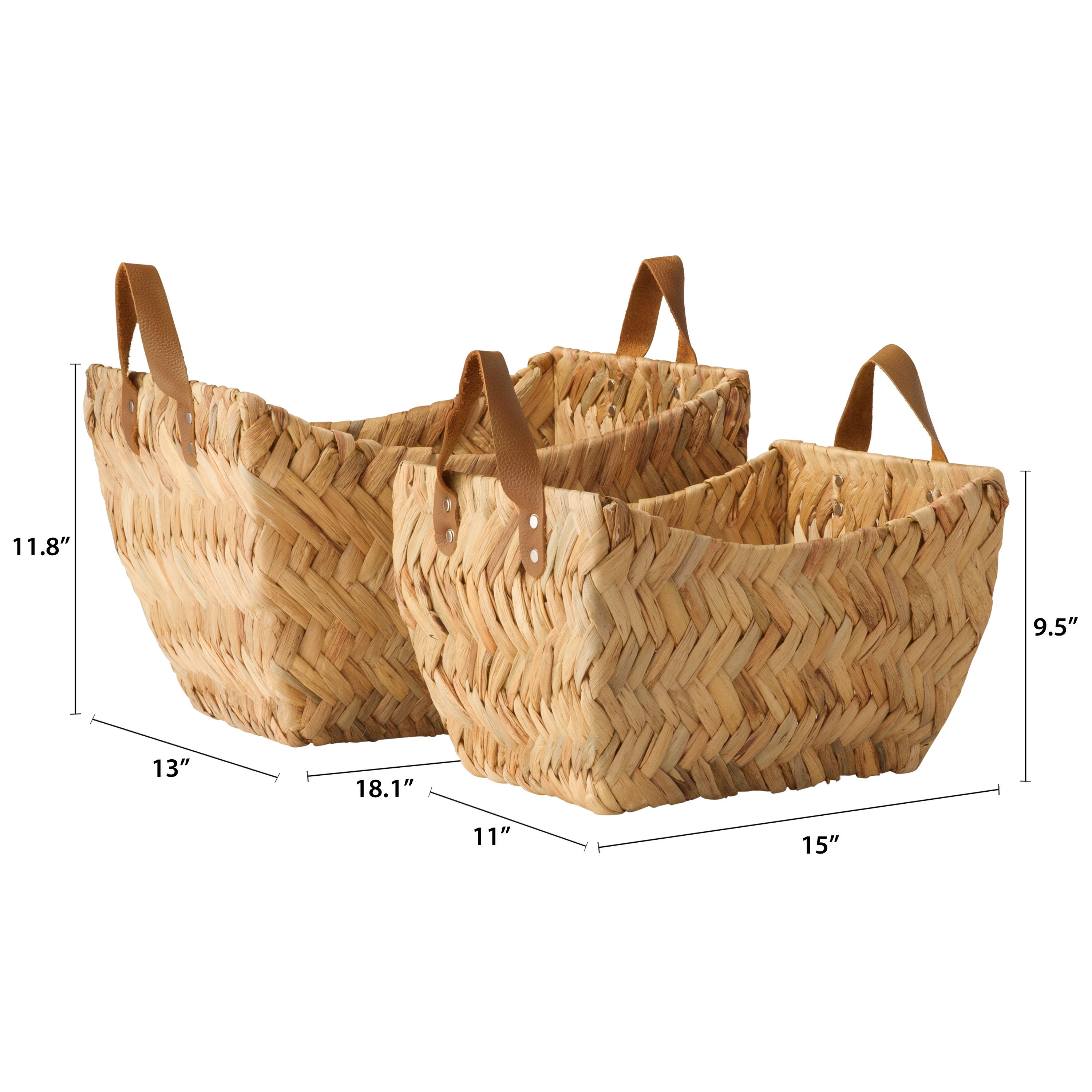 Water Hyacinth Herringbone Boat Basket with Leather Handles Etsy