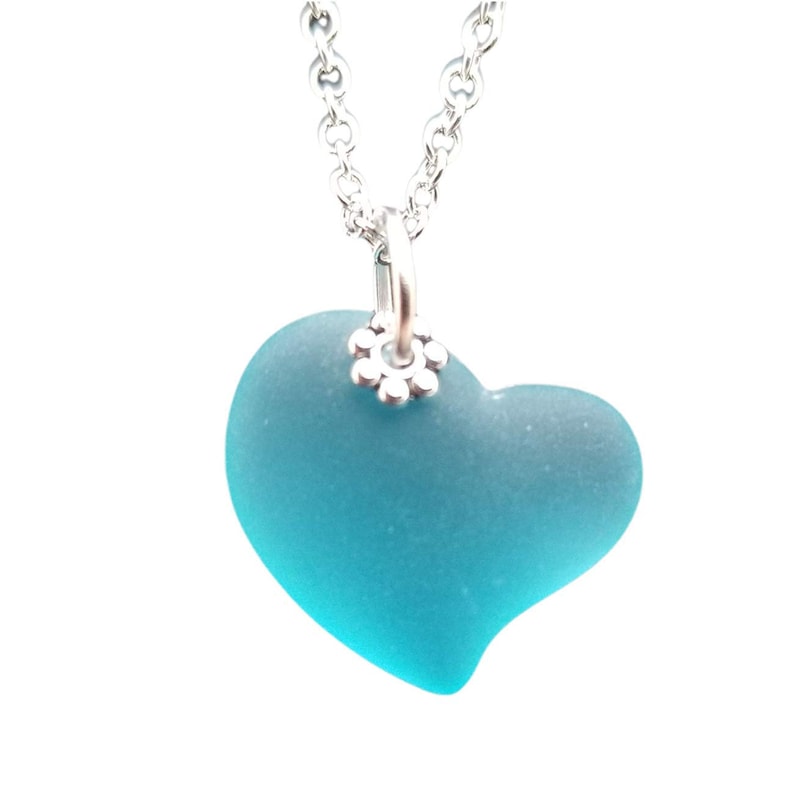 Heart of the Sea Turquoise Bay Blue sea glass necklace hand made