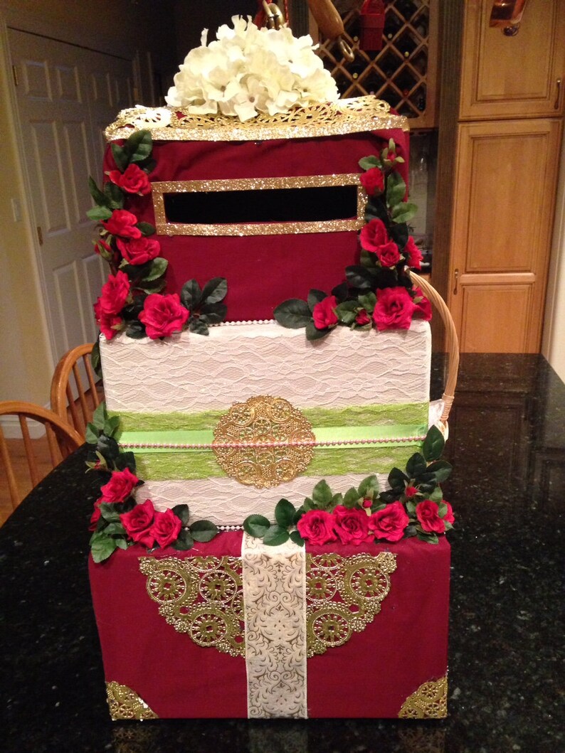 Wedding Card Box With Fabric Custom Made to Order, 3tier large Etsy