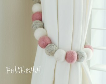 Custom order felt ball tie back design you own Pom Pom tie back curtain tie backs