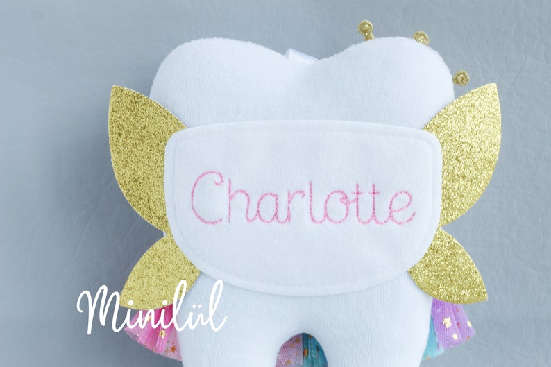 RAINBOW Tooth Fairy Pillow : with crown , personalized image 4