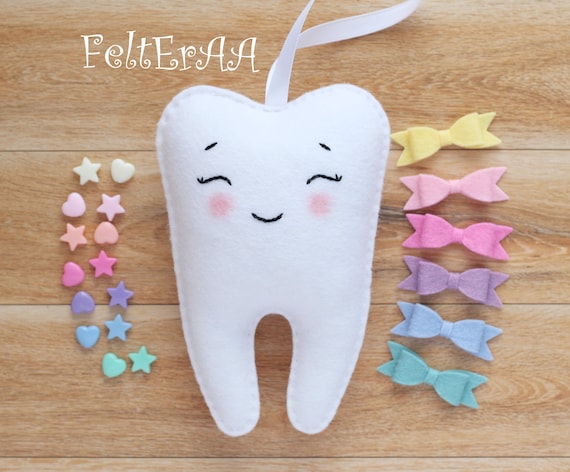 FELT cute Tooth Fairy Pillow : with BOW Plush Hanging Tooth Fairy Pillow With