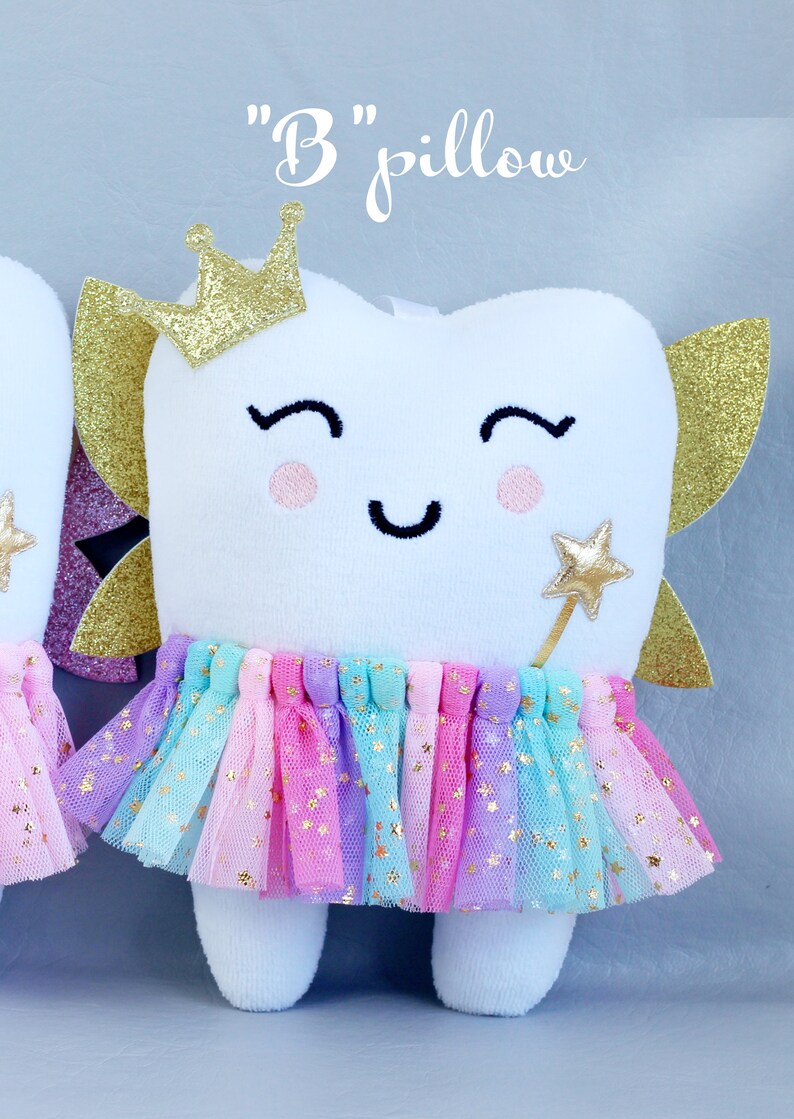 RAINBOW Tooth Fairy Pillow : with crown , personalized RAINBOW (B version)