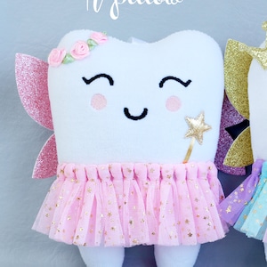 RAINBOW Tooth Fairy Pillow : with crown , personalized ONE color (like "A")