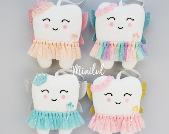 RAINBOW Tooth Fairy Pillow :) with crown , personalized