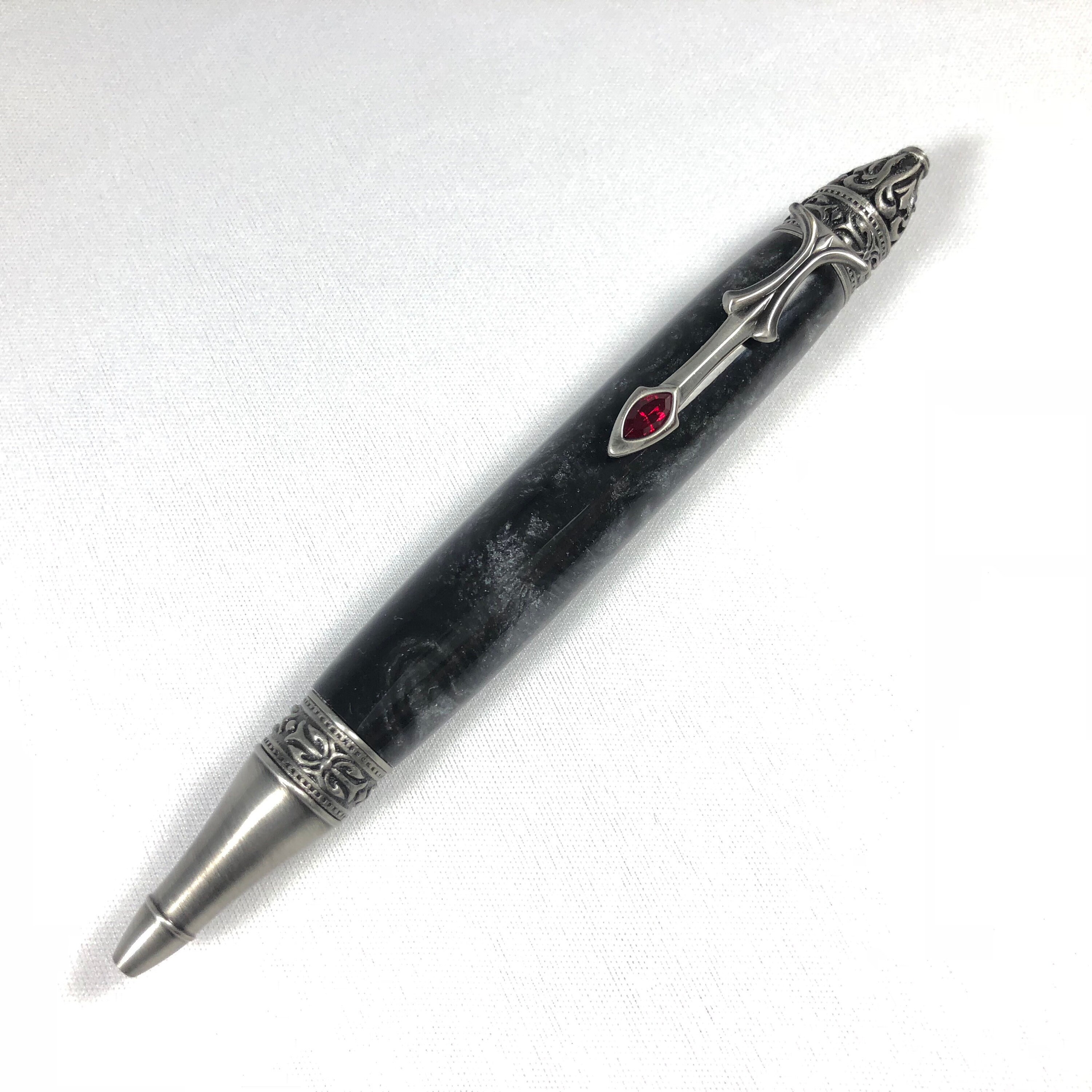 Gothic Handmade Gothic Pen in Antique Brass and Crushed Mud Resin