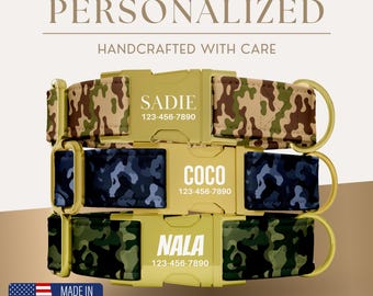 Collares personalizados para perros, collares de camuflaje para perros, collares ajustables de camuflaje para mascotas, accesorios tácticos de camuflaje para perros, equipo de camuflaje para perros