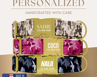 Collares personalizados para perros, collares de camuflaje para perros, collares ajustables de camuflaje para mascotas, accesorios tácticos de camuflaje para perros, equipo de camuflaje para perros